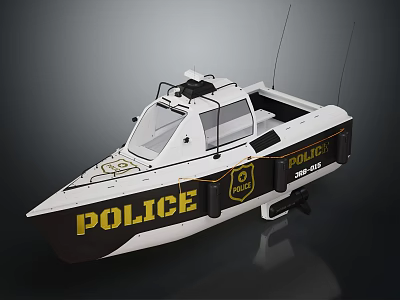 Police Yacht Featuring Bold Police Lettering And Design 3d model