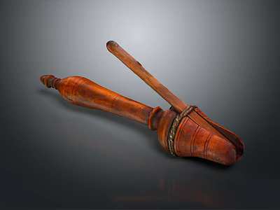 Traditional Handcrafted Wooden Mortar And Pestle For Grinding Spices In Home Kitchen 3d model