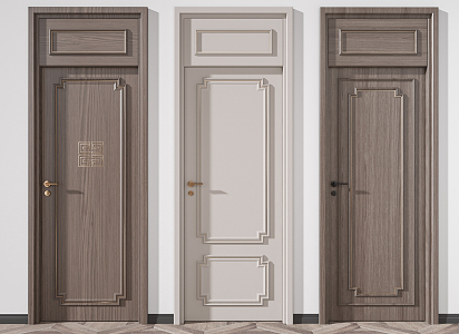 New Chinese Style Flat Door Single Door 3d model