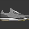 Gray Mesh Sporty Shoes With White Laces White And Gold Sole And Air Cushion