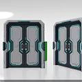 Modern Double Doors Design With White Teal Color And Geometric Lines