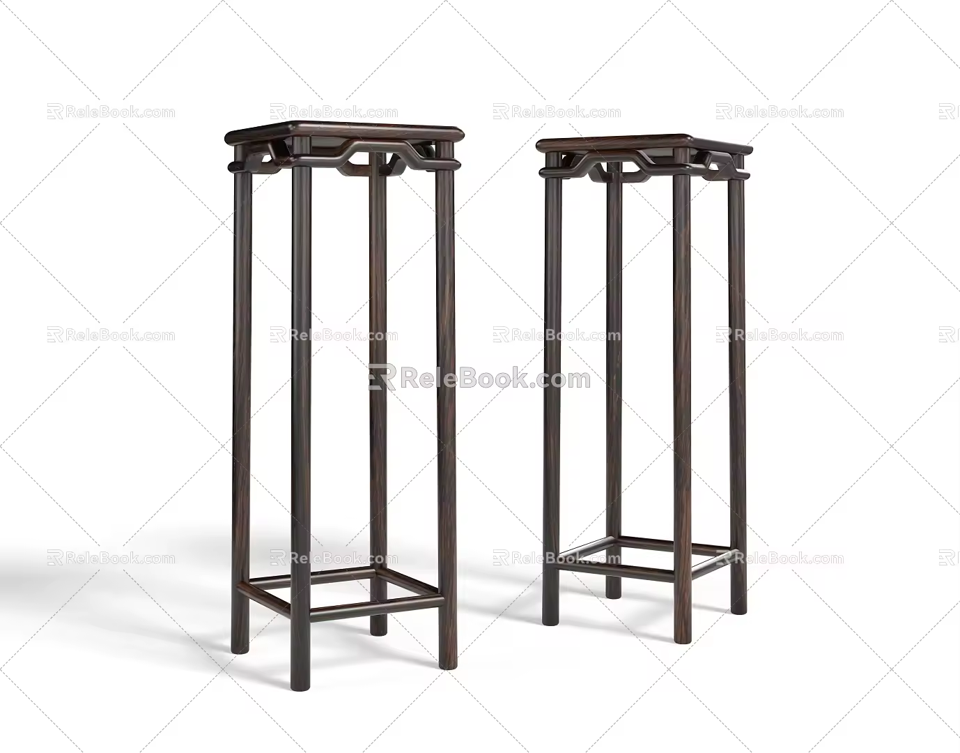 New Chinese Style Flower Table Flower Rack Fragrant Table New Chinese Zen Style Black Walnut Wood Furniture Ming Style Furniture 3d model
