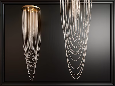 Elegant Modern Crystal Chandeliers With Hanging Layered Chains And Gold Base 3d model