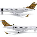 Alpha BD-700 Private Jet With White And Gold Exterior And Elegant Design