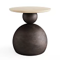 Round Wooden Dining Table With Light Top And Dark Brown Spherical Base 3d model