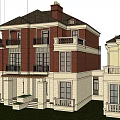 Semi Detached Villa With Red Brick Exterior Cream White Walls And Dark Roof