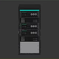 Stacked Tower Server Units With Black Exterior Green Status Lights And Silver Base Panels