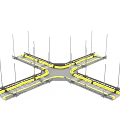 Traffic Intersection Design Models Featuring T Shaped Crossroad And Grid Components 3d model