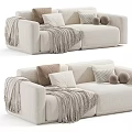 Modern Cozy Sofa Designs With Beige And Green Upholstery Pillows Throw Blanket And Decorative Balls