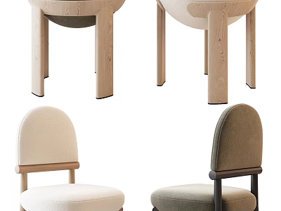 Modern Minimalist Dining Chairs With Wooden Frame And Upholstered Seats In Different Colors 3d model