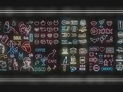 Modern decorative lights neon 3d model