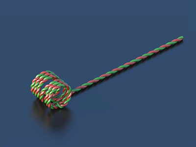 Colorful Braided Household Rope With Red Green White Stripes For Daily Use 3d model