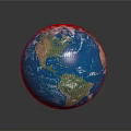 Realistic Earth Globe With Blue Oceans Green Continents Reflective Surface And Dark Background