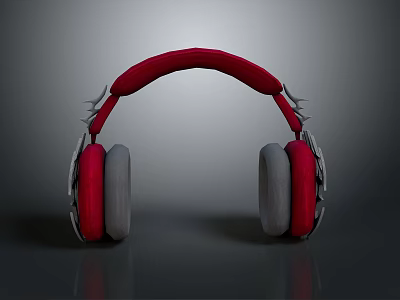 Red Over Ear Headphones With Soft Padding And Modern Stylish Design 3d model