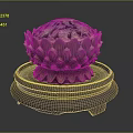 Intricate Lotus Shaped Metal Craft on Purple Decorative Base for Home Ornament