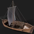 Traditional Wooden Sailing Boat With White Sail And Wooden Hull Design