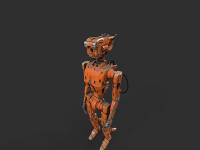Industrial Equipment Orange Mechanical Humanoid Figure With Metal Joints And Industrial Design 3d model