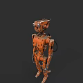 Industrial Equipment Orange Mechanical Humanoid Figure With Metal Joints And Industrial Design