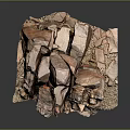 Reddish Brown Natural Stone Featuring Visible Texture Cracks and Soil Gravel Base