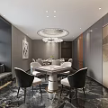 Luxurious Hotel Mahjong Room Interior Design with Round Table Comfortable Chairs And Crystal Chandelier