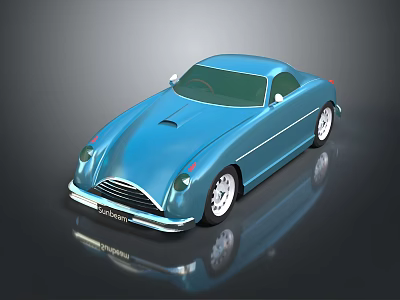 Blue Vintage Classic Sports Car With Streamlined Design And White Wheels 3d model