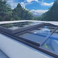 Luxury Detached Villa With Glass Roof Pool And Surrounding Palm Trees Under Blue Sky