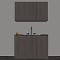 Modern Wooden Balcony Cabinet With Marble Countertop And Faucet Storage