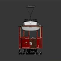 Vintage Red Tram With Black Roof And Long Windows Design