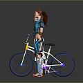 Small Human Characters Riding Bicycles Carrying Bags And Walking On Gray Background With Reflections