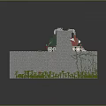 Brick Built Steam Train Moving On Railway Track Along Cliff With Green Plants