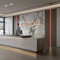 Modern company reception area bar reception desk reception desk company front desk background wall 3d model