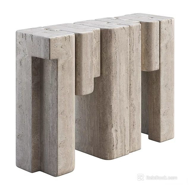 Modern Stone Console Table With Natural Vein Texture And Minimalist Design For Interior Decor 3d model 