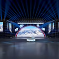 Stage Design With Blue Lighting Snow Mountain Background Rainbow Side Screens And Cloud Decorations 3d model