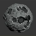 Rough Surface Broken Sphere Component With Multiple Holes And Rock Texture