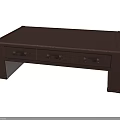 Brown Leather Coffee Table With Drawers And Metal Corner Rivet Accents
