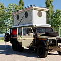 Off Road Adventure Vehicle With Roof Tent And Camping Gear In Nature
