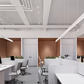 Modern Public Office Space Design With Open Layout Workstations Pendant Lights And Green Plants
