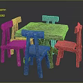 Rustic Wooden Dining Table And Chair Set With Four Chairs Natural Rough Texture
