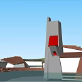 Scenic Modern Community With Unique Buildings River Bridge And Green Environment Design
