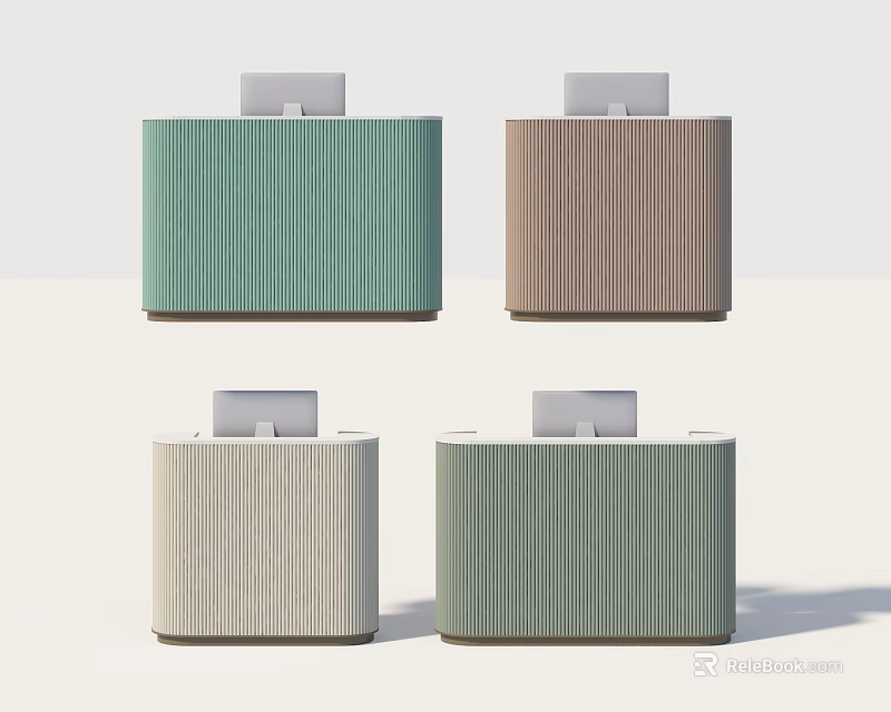 Modern Striped Reception Desks In Four Color Options With Top 3d model