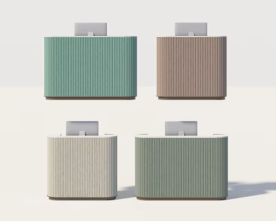 Modern Striped Reception Desks In Four Color Options With Top 3d model