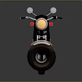 Vintage Motorcycle With Round Headlight Brown Leather Seat And Red Accent Tire