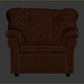 Stylish Red Upholstered Armchair With Comfortable Tufted Backrest And Plush Armrests