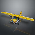 Small Yellow Toy Plane With Yellow Wings Cockpit Wheels And Reflection