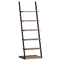 Modern Ladder Shelf With Wooden Shelves And Black Metal Frame For Home Storage