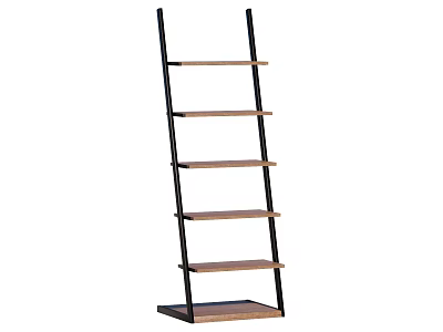 Modern Ladder Shelf With Wooden Shelves And Black Metal Frame For Home Storage 3d model