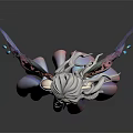 Game Movie Elf Character With Silver Long Hair Colorful Wings And Rainbow Cloak Dress