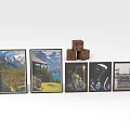 Rustic Home Furniture Display With Wooden Picture Frames And Storage Boxes For Decor