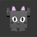 Cute Gray Square Shaped Cat Doll With Pink Ears Big Eyes And Wind Up Mechanism