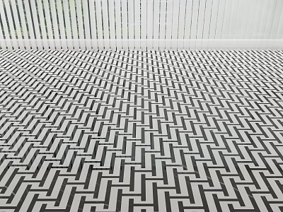 Black And White Geometric Outdoor Floor Tiles With Interlocking Pattern Design 3d model